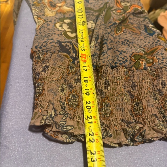 Fig and Flower (Anthropologie)Gray and Orange Smocked Tiered Shirt and Skirt Set - Picture 5 of 9